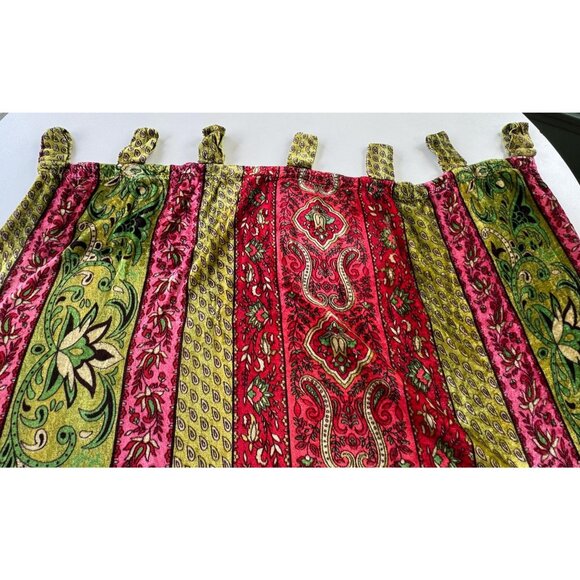Vintage 90s curtain, pink, green, fuchsia, bold pattern, crushed velvet panel - Picture 8 of 10